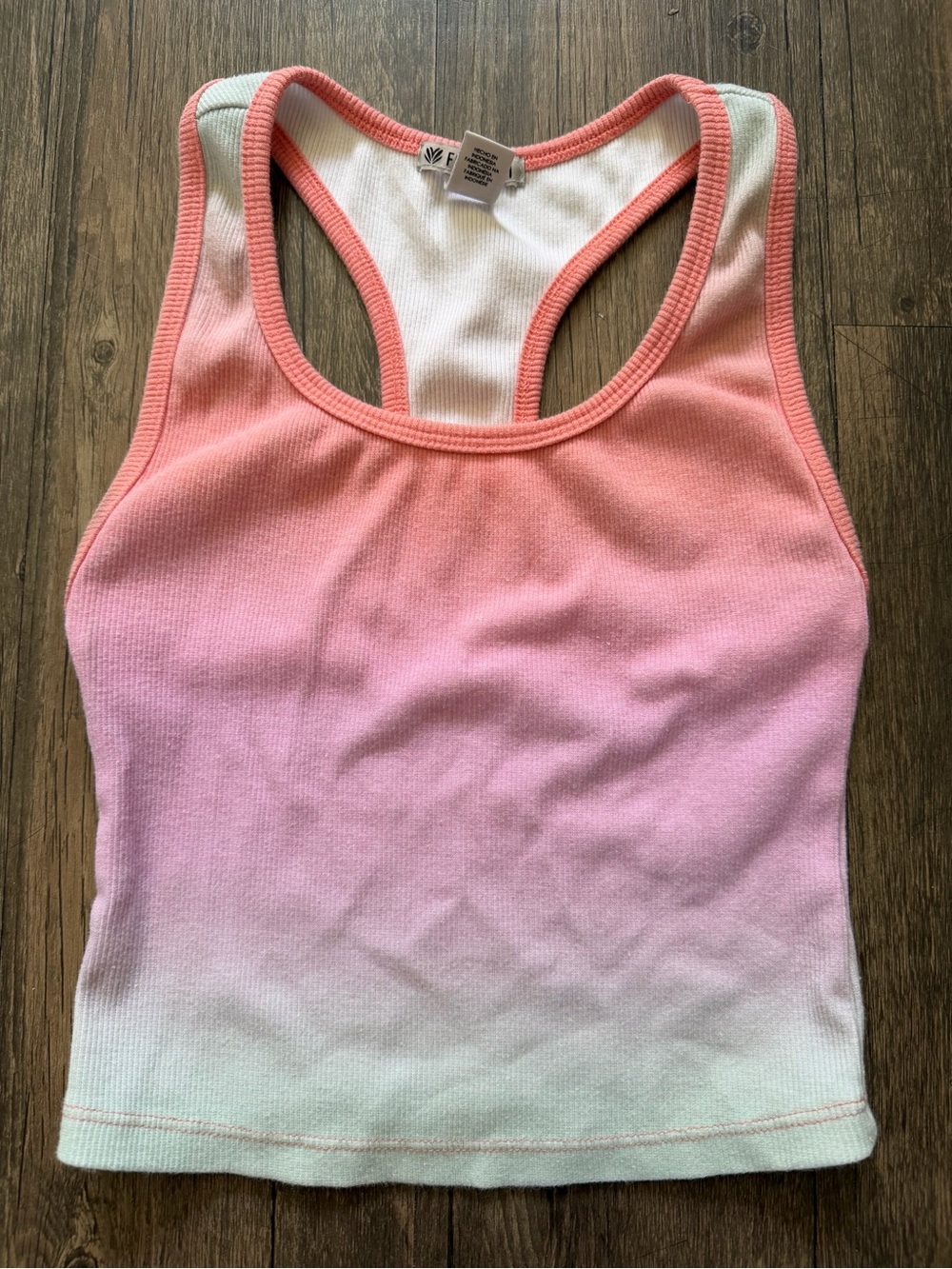 Forever 21 Pink Mint Ombre Racerback Crop Top T- Shirt Casual Stretch M - Picture 2 of 6